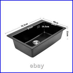 1.0/2.0 Bowl Inset/Undermount Quartz Stone Kitchen Sink Deep Bowl With Waste Kit
