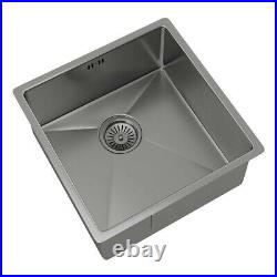 1 Single Bowl Square Composite Undermount Kitchen Sink 440x440mm Waste Kit Grey