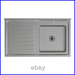 110cm Stainless Steel Commercial Kitchen Sink Cabinet Single Bowl & Drainer Unit