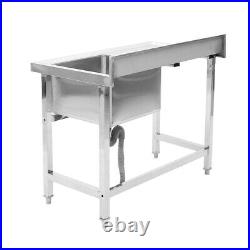 110cm Stainless Steel Commercial Sink Wash Table Kitchen Catering Single Bowl