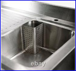 1M Commercial Kitchen Catering Stainless Steel Single Bowl Sink Left Hand Drain