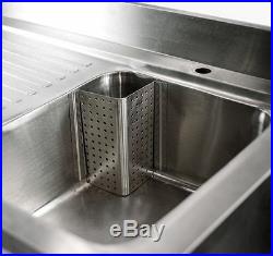 1M Commercial Kitchen Catering Stainless Steel Single Bowl Sink Right Hand Drain