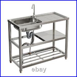 2024 Catering Sink Commercial Kitchen Stainless Steel 1/2 Bowls Drainer Unit+Tap