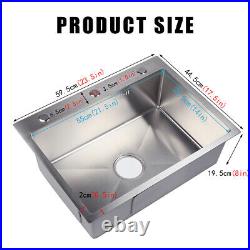 23.5inch Kitchen Sink Drop in Single Bowl 304 Stainless Steel with Faucet