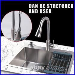 23.5inch Undermount Single Bowl Stainless Steel Kitchen Sink with Kitchen Faucet