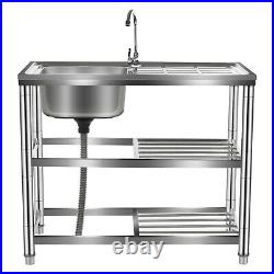 3-Tier Commercial Catering Kitchen Stainless Steel Sink Single Bowl Left Hand
