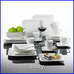 30-Piece Coupe Dinner Set Crockery Dining Serving for 6 People Plates Bowls Mugs