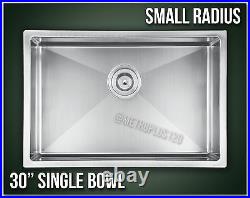 30 Single Bowl Undermount Combo Stainless Steel Kitchen Sink Small Radius