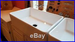 30 White Fireclay Single Bowl Farmhouse Apron Kitchen Sink Grid & Drain Kit