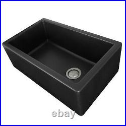 30 inch Granite Composite Apron Farmhouse Single Bowl Sink Black