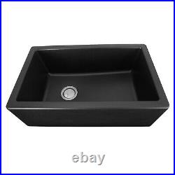 30 inch Granite Composite Apron Farmhouse Single Bowl Sink Black