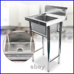 304 Stainless Steel Single Bowl Catering Washing Table Commercial Kitchen Sink