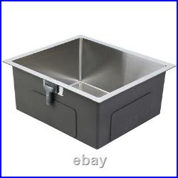 304 Stainless Steel Square Single Bowl Kitchen Sink with Drainer 51 x 45 x 22 cm