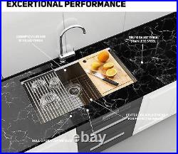 32 Inch Undermount Workstation Kitchen Sink 16 Gauge Single Bowl Stainless Steel