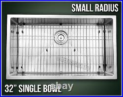 32 Single Bowl Undermount Combo Stainless Steel Kitchen Sink Small Radius