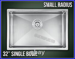 32 Single Bowl Undermount Combo Stainless Steel Kitchen Sink Small Radius