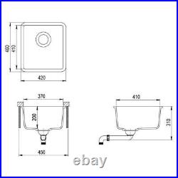 420mm x 460mm Single Bowl Inset/Flushmount/Undermount Composite Sink (C002)
