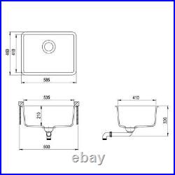585mm x 460mm Single Bowl Undermount/Inset/Flushmount Composite Sink C003