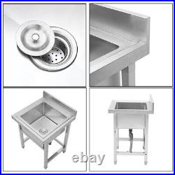 606080CM Single Bowl Sink Commercial Kitchen Wash Basin Table Stainless Steel