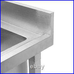 606080CM Single Bowl Sink Commercial Kitchen Wash Basin Table Stainless Steel