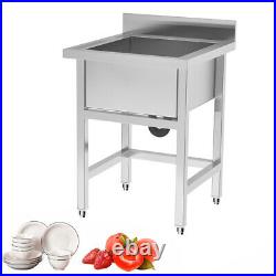 60cm Home Single Bowl Pot Stainless Steel Kitchen Sink Wash Table Freestanding