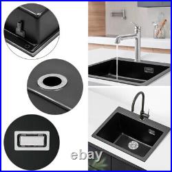 60cm Inset/Undermount Quartz Stone Single Bowl Kitchen Sink WithDrainer Waste Kit