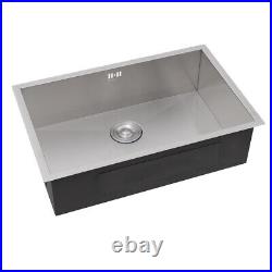 70cm Handmade Kitchen Sink Stainless Steel Single Bowl Sink +Drainer Waste Kits