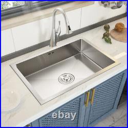 70x45cm Large Stainless Steel Kitchen Sink Single Bowl Washing Food Prep Unit