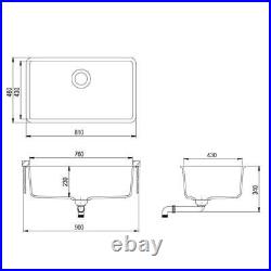 810mm x 480mm Large Single Bowl Undermount/Inset/Flushmount Composite Sink C004