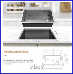 AIO Zero Radius Drop-in/Undermount 33 Single Bowl Workstation Kitchen Sink
