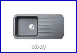 Abode AW3144 Grey Metallic Dune Granite Single Bowl Kitchen Drainer Sink