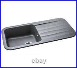Abode AW3144 Grey Metallic Dune Granite Single Bowl Kitchen Drainer Sink