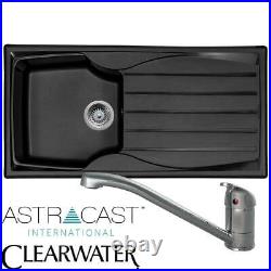 Astracast Sierra 1.0 Bowl Black Kitchen Sink & Clearwater Creta Chrome Mixer Tap