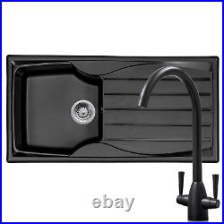 Astracast Sierra 1.0 Bowl Black Kitchen Sink & KT5BL Modern Twin Lever Mixer Tap