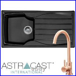 Astracast Sierra 1.0 Bowl Black Reversible Kitchen Sink & KT6CU Copper Mixer Tap