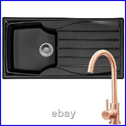 Astracast Sierra 1.0 Bowl Black Reversible Kitchen Sink & KT6CU Copper Mixer Tap