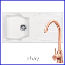 Astracast Sierra 1.0 Bowl White Reversible Sink & Copper Swan Neck Mixer Tap