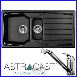 Astracast Sierra 1.5 Bowl Black Kitchen Sink & KT1 Chrome Single Lever Tap