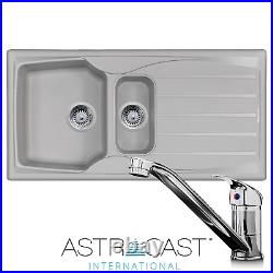 Astracast Sierra 1.5 Bowl Light Grey Kitchen Sink & KT1 Chrome Single Lever Tap
