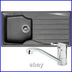 Astracast Sierra 1.5 Bowl Light Grey Composite Kitchen Sink and Chrome Mixer Tap