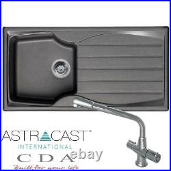 Astracast Sierra 1 Bowl Graphite Grey Kitchen Sink And CDA TC20 Chrome Mixer Tap