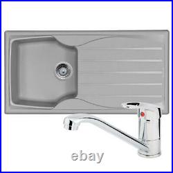 Astracast Sierra 1 Bowl Light Grey Composite Kitchen Sink And Chrome Mixer Tap