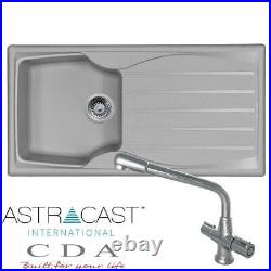 Astracast Sierra 1 Bowl Light Grey Kitchen Sink And CDA TC20 Swivel Mixer Tap
