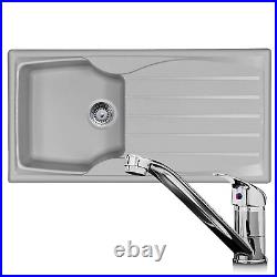 Astracast Sierra 1 Bowl Light Grey Kitchen Sink & KT1 Chrome Single Lever Tap