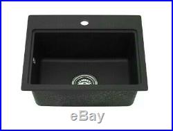 Bar Sink 1 hole Granite Composite 20 Single Bowl Metallic Black 1.0 Kitchen B56