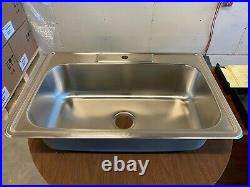 Barclay KSSSB2112-SS One Faucet Hole Elliot 33 Single Bowl Drop-In Kitchen Sink