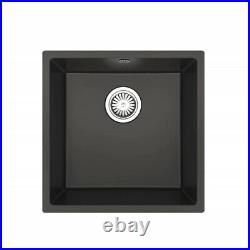 Black 1 Single Bowl Square Composite Undermount Kitchen Sink 440x440mm Waste Kit