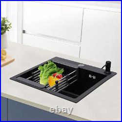 Black Kitchen Sink Undermount Drop-in Single Bowl Stainless Steel Black 40X45cm