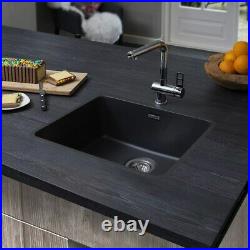 Black Steel Kitchen Sink Single Bowl Inset, Integrated or Undermount