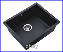 Black Undermount Granite Sink with Overflow Hole Black Granite Single Bowl Sink